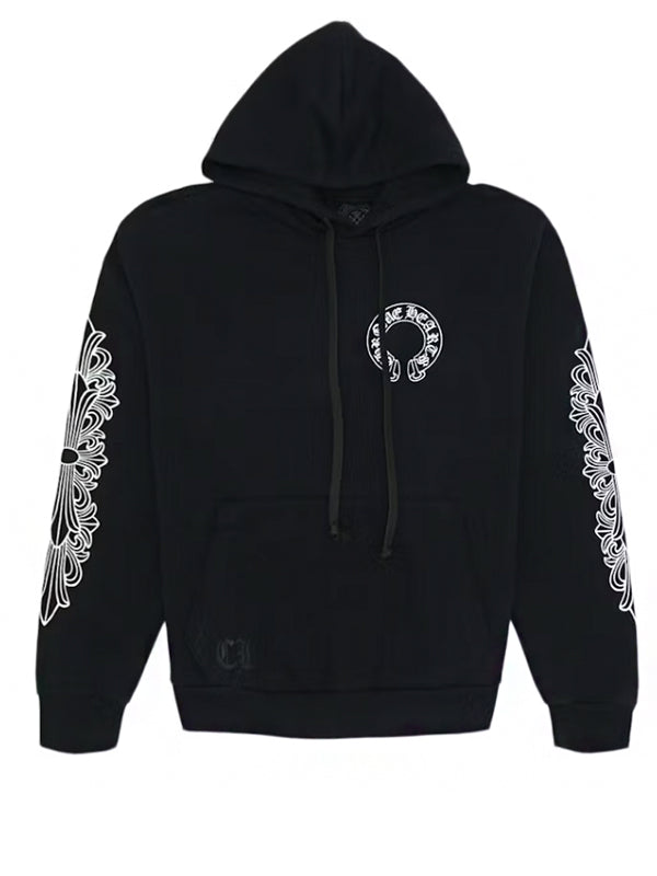 Chrome Hearts Horse Shoe Floral Hoodie Black