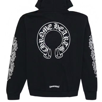 Chrome Hearts Horse Shoe Floral Hoodie Black