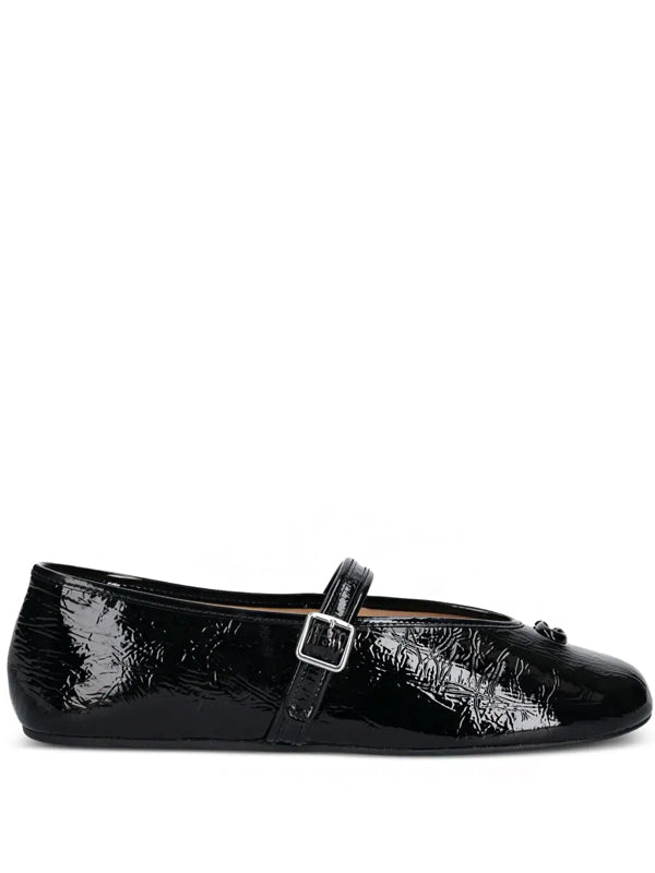 Coach buckle patent-leather ballet flats
