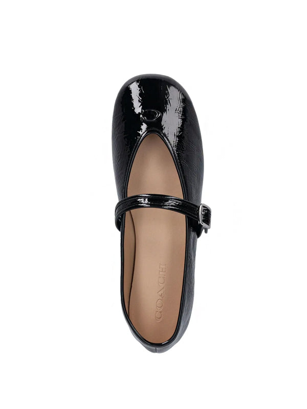 Coach buckle patent-leather ballet flats