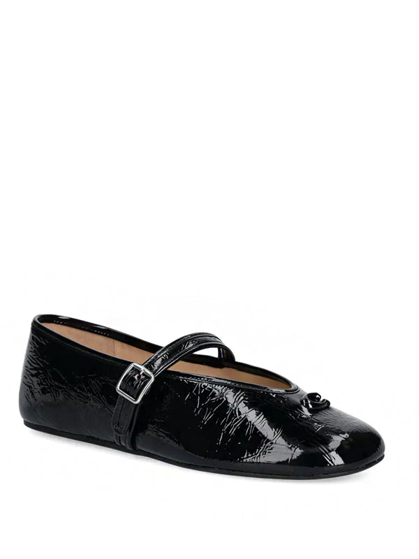 Coach buckle patent-leather ballet flats