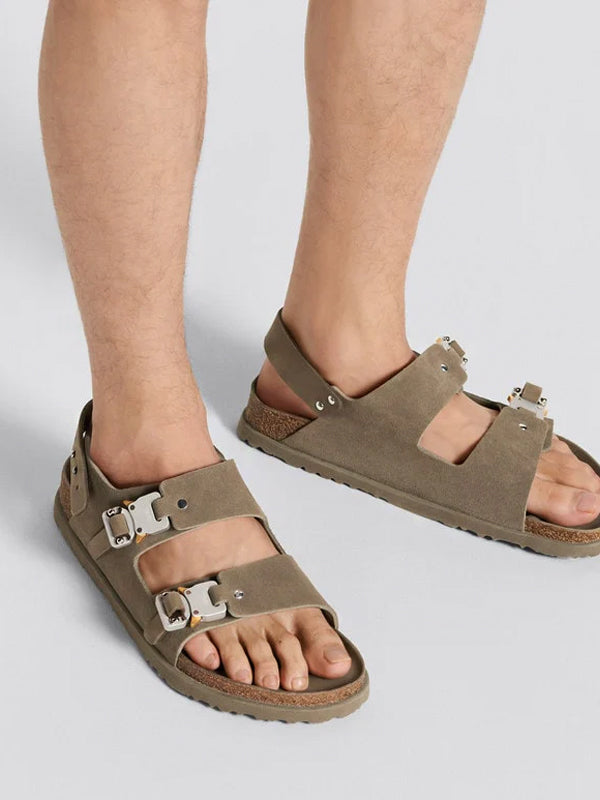 Dior by Birkenstock Sandale Milano Khaki Nubuck Calfskin