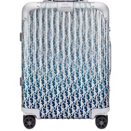 Dior x RIMOWA 4-Wheel Cabin Suitcase Aluminium Dior Oblique Blue Gradient