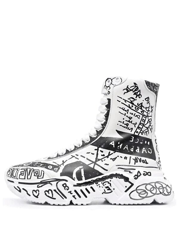 Dolce & Gabbana Daymaster Mid Top White Black Graffiti