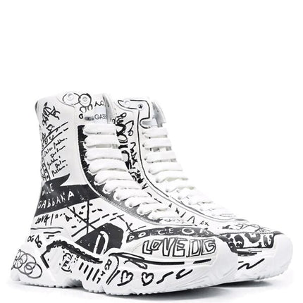 Dolce & Gabbana Daymaster Mid Top White Black Graffiti