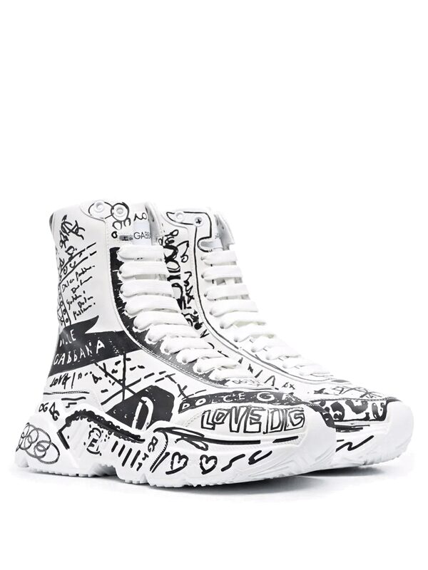 Dolce & Gabbana Daymaster Mid Top White Black Graffiti