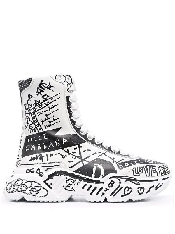 Dolce & Gabbana Daymaster Mid Top White Black Graffiti