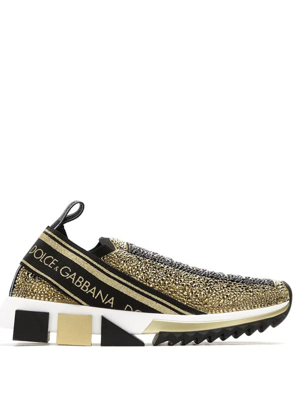 Dolce & Gabbana Sorrento Slip On Gold Crystal