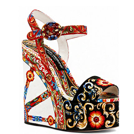 Dolce & Gabbana Sandália Plataforma com Estampa Carretto