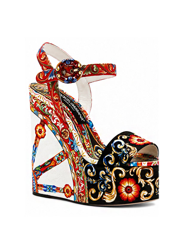 Dolce & Gabbana Sandália Plataforma com Estampa Carretto