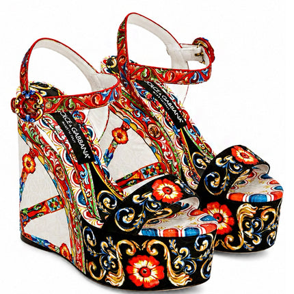 Dolce & Gabbana Sandália Plataforma com Estampa Carretto