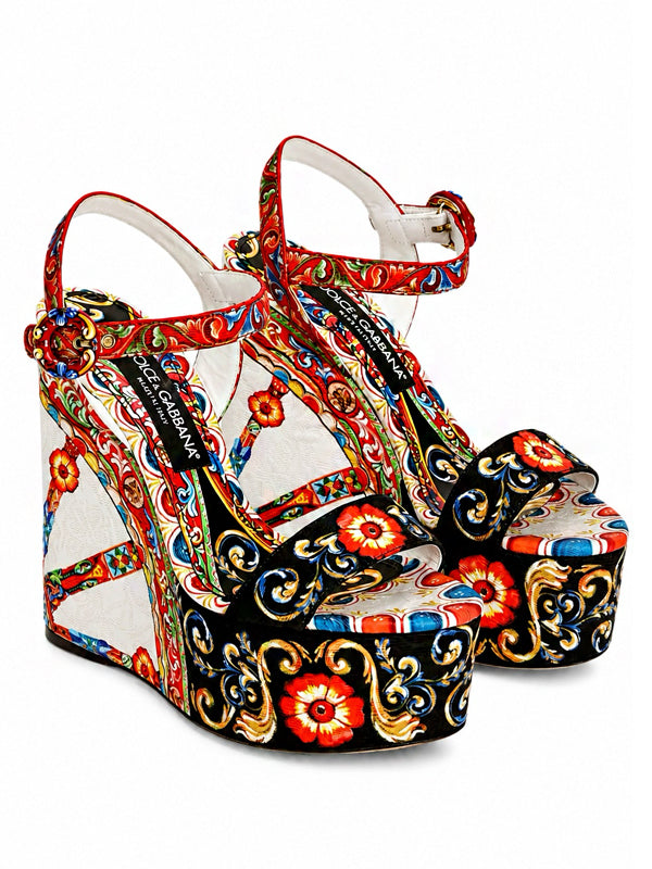 Dolce & Gabbana Sandália Plataforma com Estampa Carretto