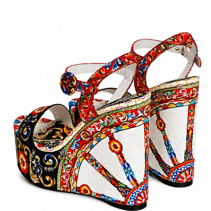 Dolce & Gabbana Sandália Plataforma com Estampa Carretto