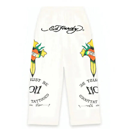 Ed Hardy x Exclusiviist 1of1 Calça Love Is A Gamble Off White