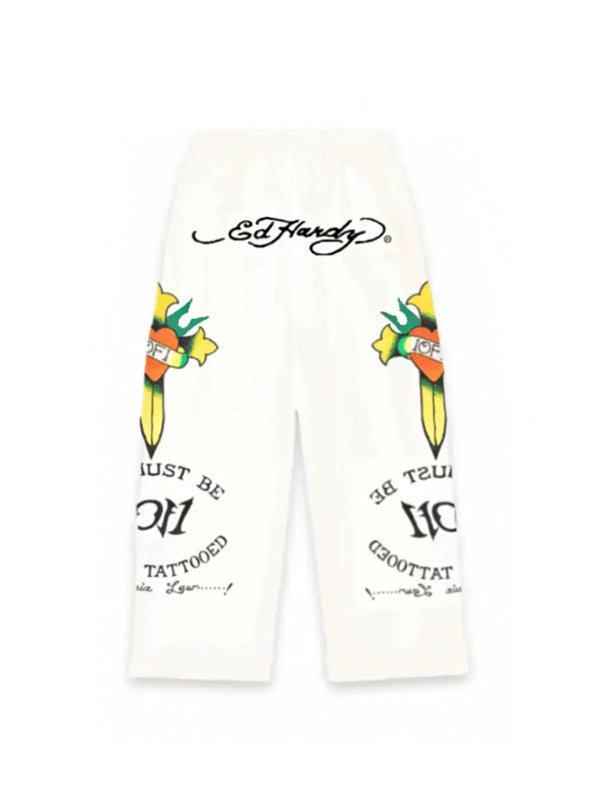 Ed Hardy x Exclusiviist 1of1 Calça Love Is A Gamble Off White