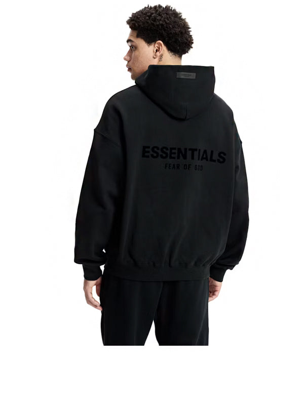 Fear of God Essentials Pullover Chest Logo Hoodie Stretch Limo Black