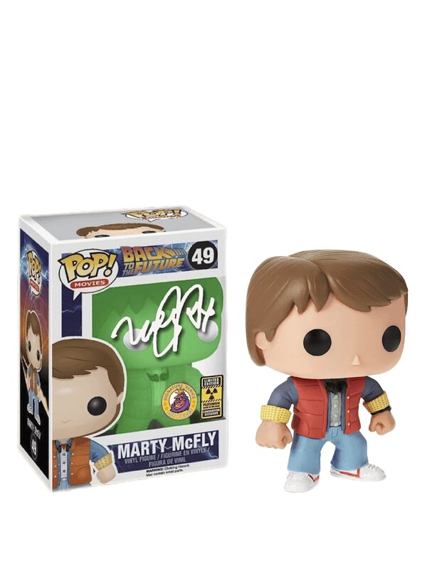 Funko Pop! Movies Back To The Future Marty McFly Plutonium Glow Signed By Michael J. Fox LE 200 Figure #49