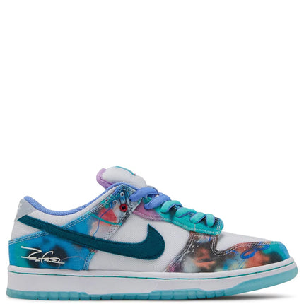 Futura Laboratories x Nike SB Dunk Low White and Geode Teal