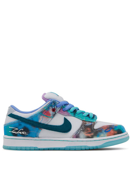 Futura Laboratories x Nike SB Dunk Low White and Geode Teal