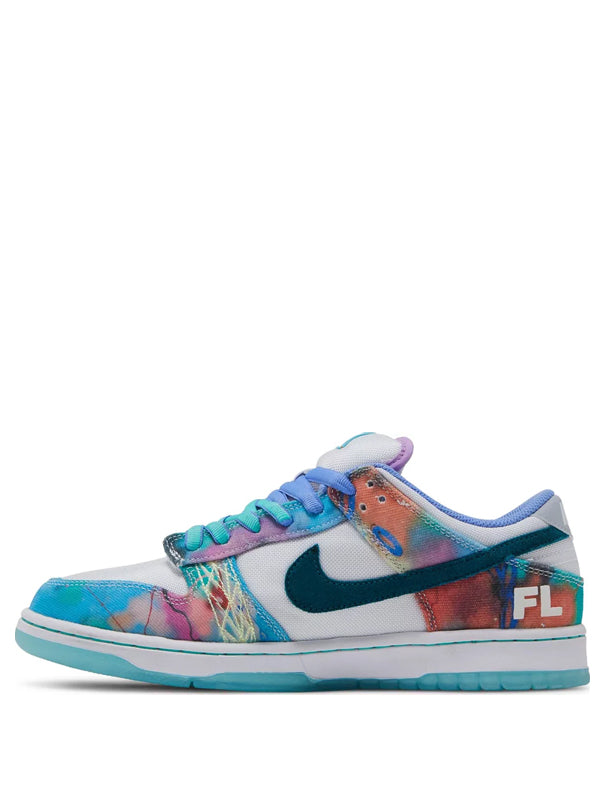 Futura Laboratories x Nike SB Dunk Low White and Geode Teal