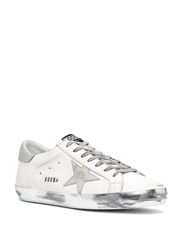 Golden Goose Super-Star White Silver Glitter
