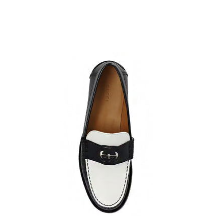 Gucci Interlocking G Loafers Black White