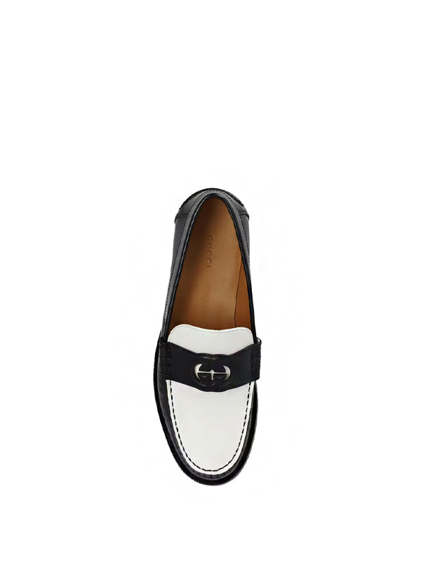 Gucci Interlocking G Loafers Black White