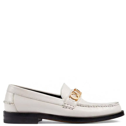 Gucci Logo Plaque Loafer White Leather