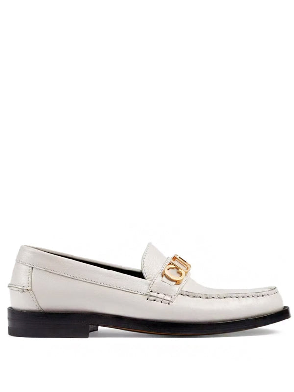 Gucci Logo Plaque Loafer White Leather