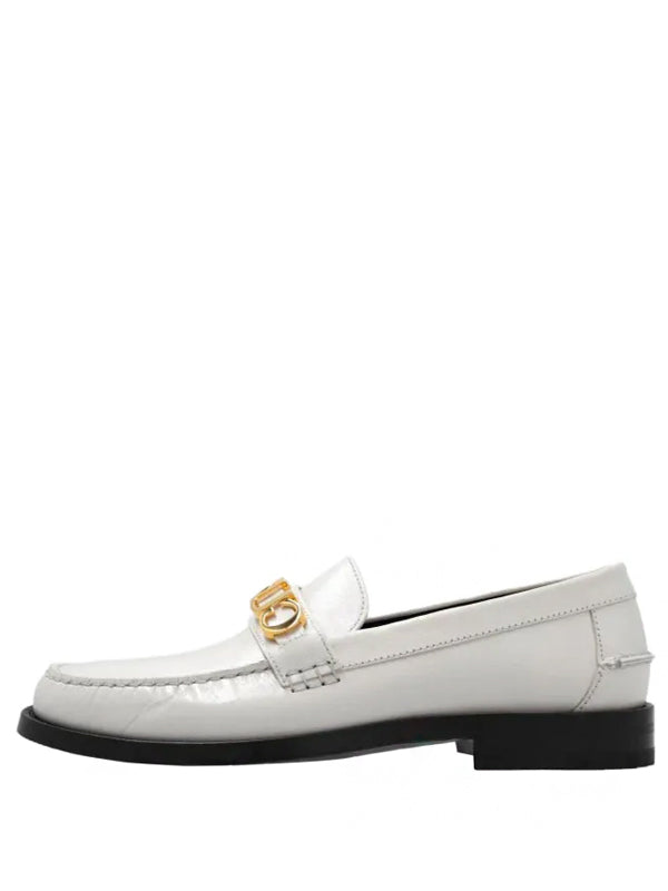 Gucci Logo Plaque Loafer White Leather