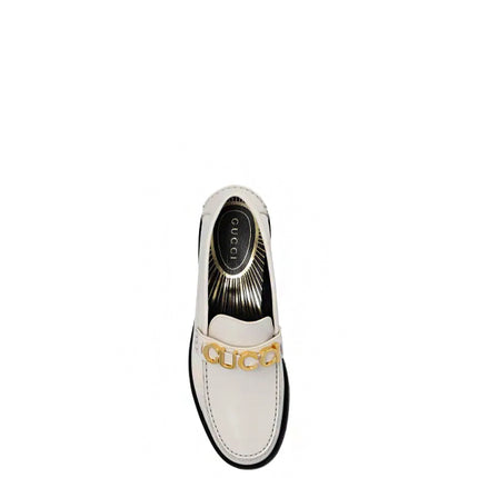 Gucci Logo Plaque Loafer White Leather