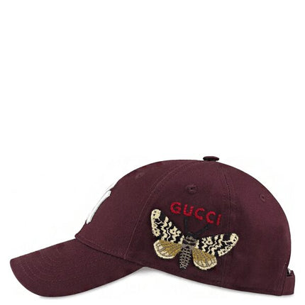 Gucci NY Yankees Embroidered Butterfly Baseball Cap Burgundy