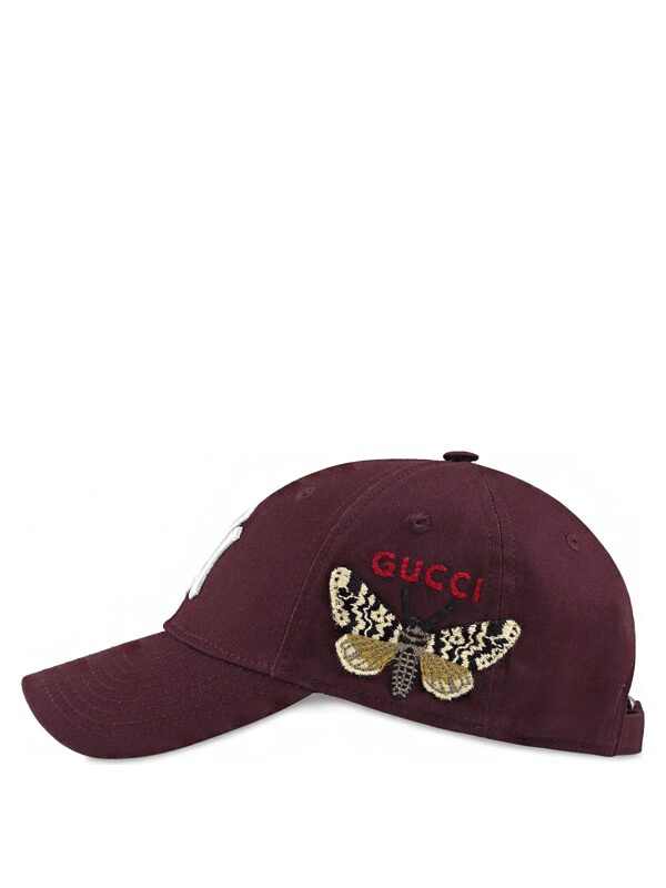 Gucci NY Yankees Embroidered Butterfly Baseball Cap Burgundy