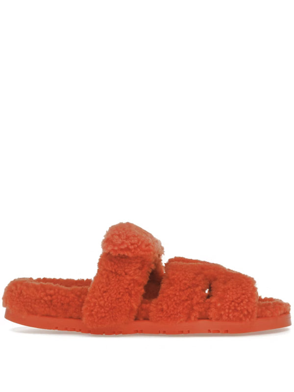 Hermes Chypre Sandal Orange Shearling