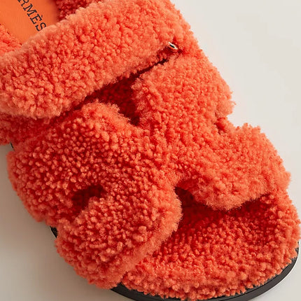 Hermes Chypre Sandal Orange Shearling