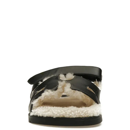 Hermes Chypre Sherling Noir/Ecru Calfskin