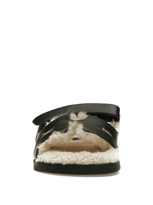 Hermes Chypre Sherling Noir/Ecru Calfskin