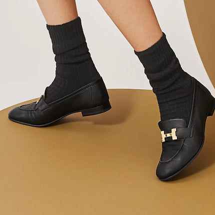 Hermes Paris Loafer Noir Goatskin Leather