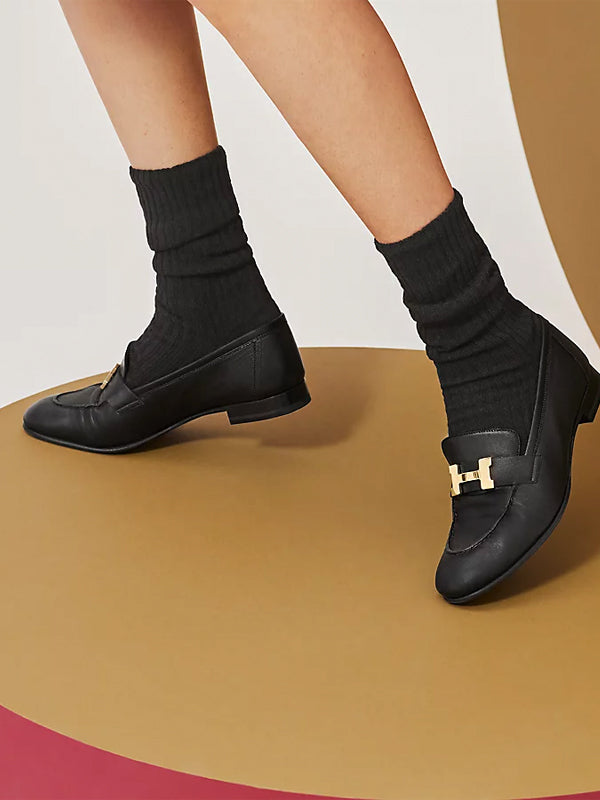 Hermes Paris Loafer Noir Goatskin Leather