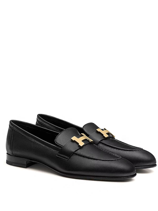 Hermes Paris Loafer Noir Goatskin Leather