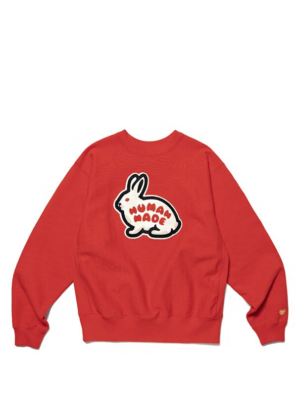 Human Made Rabbit Heavy Weight Crewneck Sweatshirt Red