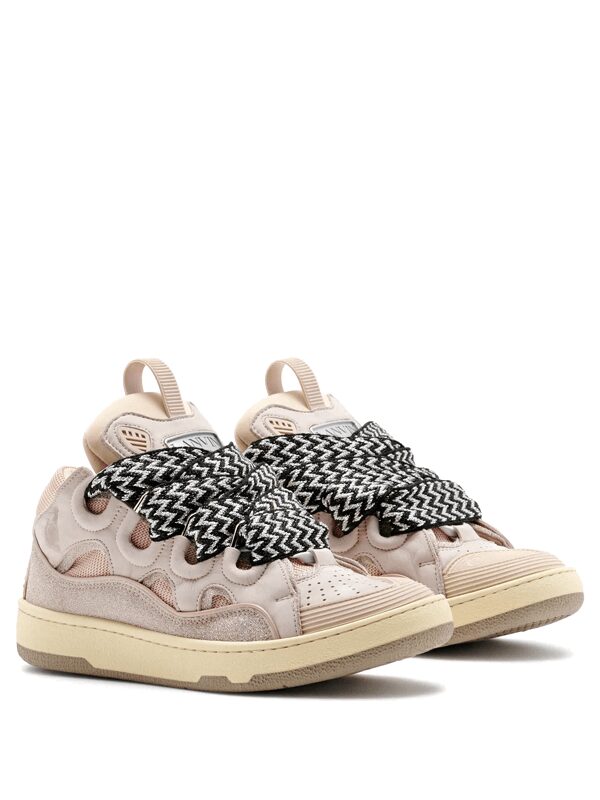 Lanvin Leather Curb Glitter Pale Pink Black White