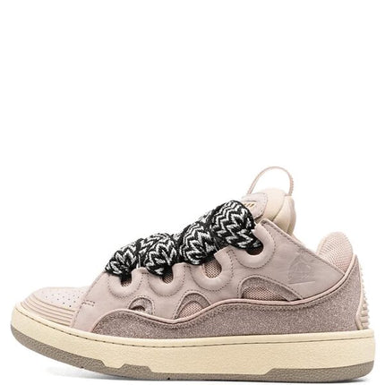 Lanvin Leather Curb Glitter Pale Pink Black White