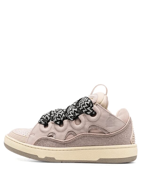 Lanvin Leather Curb Glitter Pale Pink Black White
