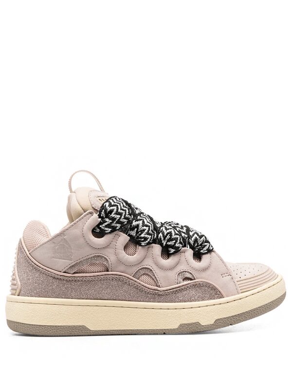 Lanvin Leather Curb Glitter Pale Pink Black White
