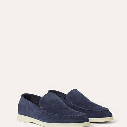Loro Piana Summer Walk Loafer Suede Dark Deep Sea