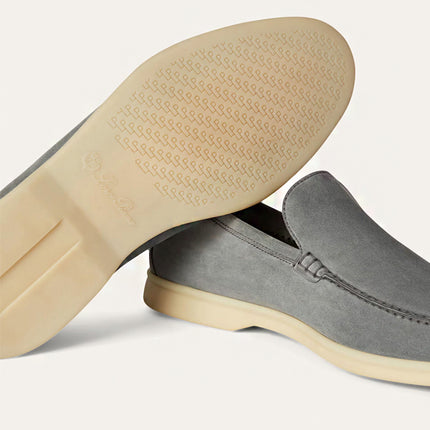 Loro Piana Summer Walk Loafer Suede Gull Gray