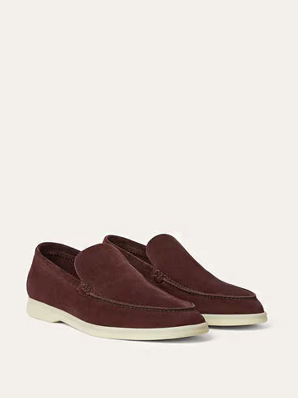 Loro Piana Summer Walk Loafer Suede Very Dark Maroon