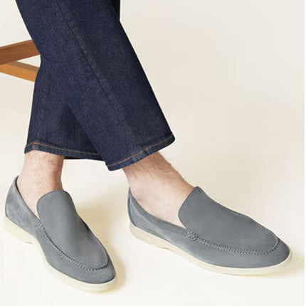 Loro Piana Summer Walk Loafer Suede Frozen Blue