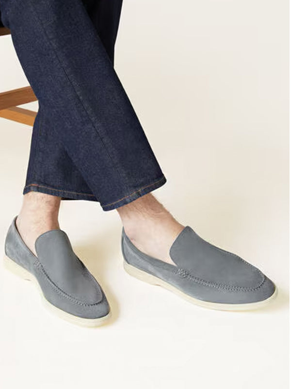 Loro Piana Summer Walk Loafer Suede Frozen Blue
